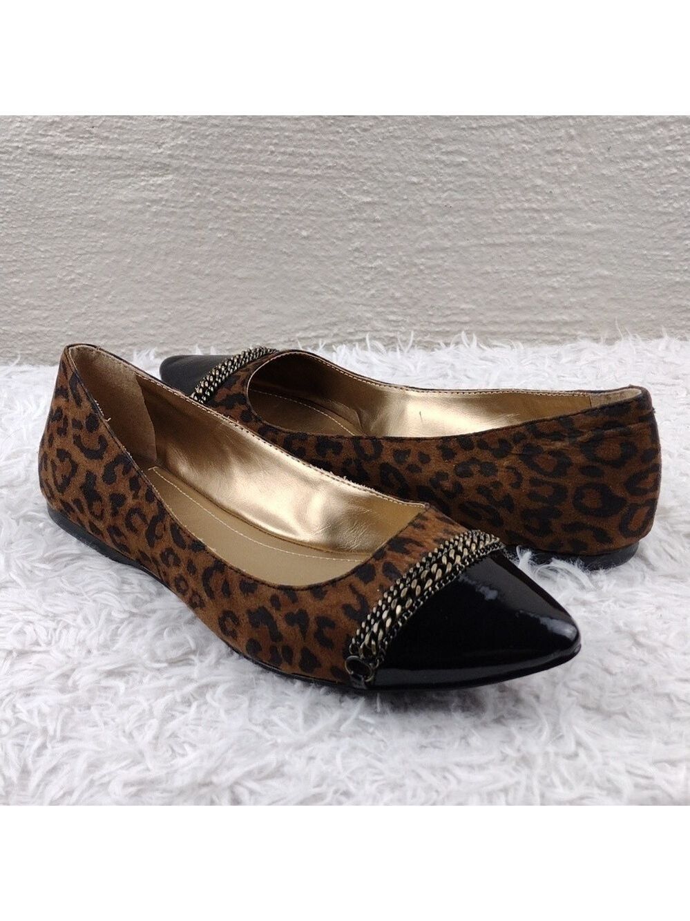 Victor Alfaro Zaharah Leopard Print Fabric Upper Pointed-Toe Slip On Flat Loafer